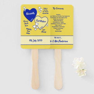 Königlich blaue und gelbe Hochzeit Fächer