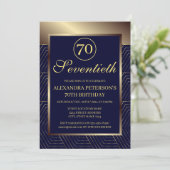 Königlich blaue und goldene Gemusterte Grenze Gebu Einladung (Stehend Vorderseite)