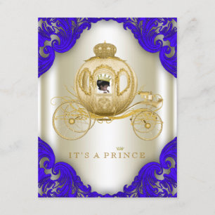 Königlich blaue und goldene Kutsche Prinz Baby Sho Einladung