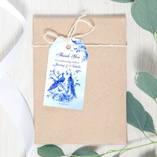 Königlich blaue viktorianische Pfauenhochzeit Geschenkanhänger