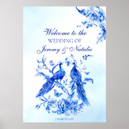 Königlich blaue viktorianische Pfauenhochzeit Poster