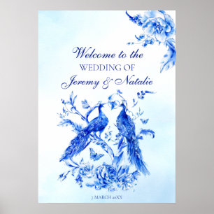 Königlich blaue viktorianische Pfauenhochzeit Poster