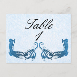 Königlich Blaue Vintage-Pfau-Tischnummer Postkarte