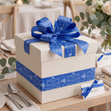 Königlich Blaue Weiße Florale Monogramm-Hochzeit