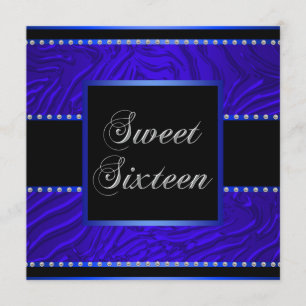 Königlich blaue Zebra Blau Sweet 16 Geburtstagsfei Einladung