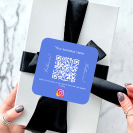 Königlich blauer Geschäftsname qr Codeinstagramm Quadratischer Aufkleber