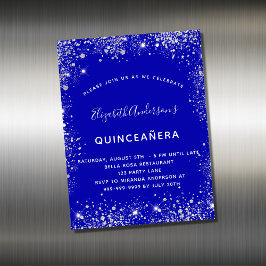 Königlich blauer Glitzer Geburtstagseinladungsmagn Magnetkarte