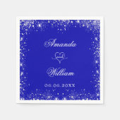 Königlich blauer Glitzer heißt Herzhochzeit Serviette (Vorderseite)