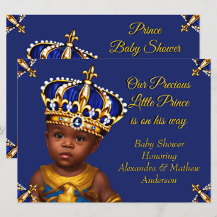 Königlich blauer Prinz-Junge-Baby-Shower Gold Ethn Einladung