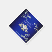 Königlich blauer Vintager, rustikaler Wasserfarben Serviette (Ecke)