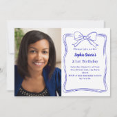 Königlich blauer, von Hand gezeichnet Buggebirge F Einladung (Vorderseite)