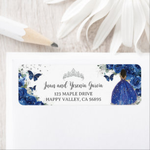 Königlich Blaues Florales Quinceanera 16 Rücksende