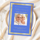 Königlich-blaues Foto Geburtstag Einladung