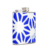 Königlich blaues geometrisches Muster Flachmann (Rechts)