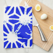 Königlich blaues geometrisches Muster Geschirrtuch (Viertel Falte)