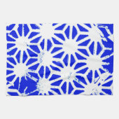 Königlich blaues geometrisches Muster Geschirrtuch (Horizontal)