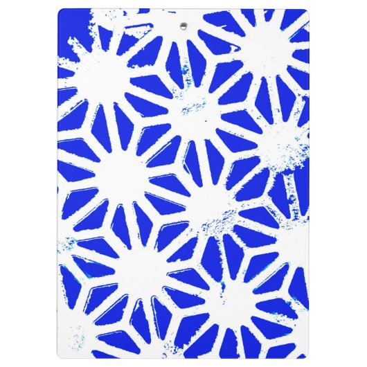 Königlich blaues geometrisches Muster Klemmbrett (Rückseite)
