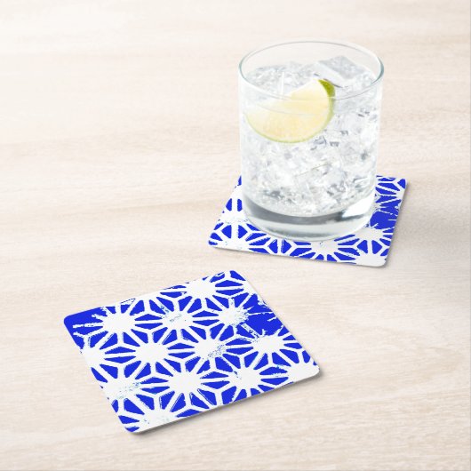 Königlich blaues geometrisches Muster Rechteckiger Pappuntersetzer (Vor Ort)
