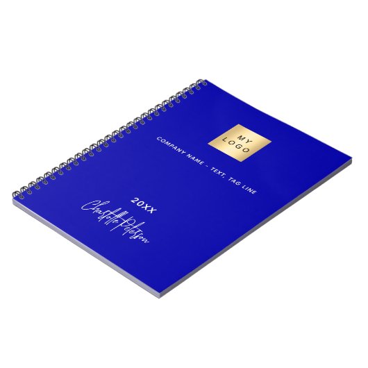 Königlich blaues Monogramm-Firmenlogo Notizblock (Linke Seite)