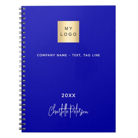 Königlich blaues Monogramm-Firmenlogo Notizblock (Vorderseite)
