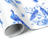 Königlich blaues Pfauenchinoismustermuster Geschenkpapier (Rolleneckpunkt)