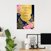 Königlich-Blaues Pfauenlotus Indisches Begrüßungsz Poster (Heimbüro)