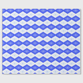 Königlich blaues Rautenmuster Geschenkpapier (Flach)