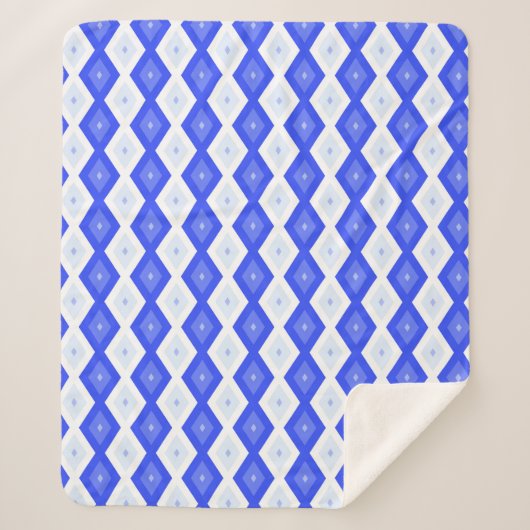 Königlich blaues Rautenmuster Sherpadecke (Vorderseite)