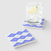 Königlich blaues Rautenmuster Steinuntersetzer (Seitenansicht)