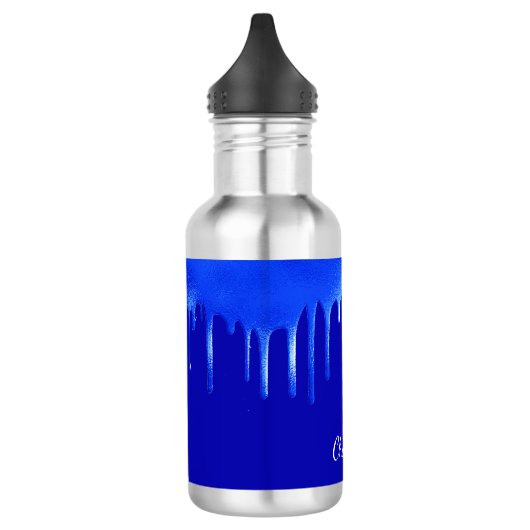 Königlich blaues Tropfname-Skript Edelstahlflasche (Links)