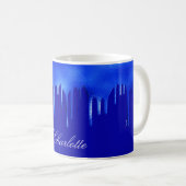 Königlich blaues Tropfname-Skript Kaffeetasse (VorderseiteRechts)