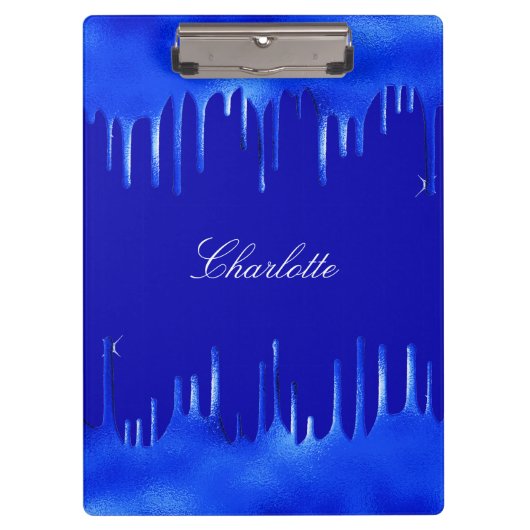 Königlich blaues Tropfname-Skript Klemmbrett (Vorderseite)