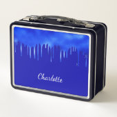 Königlich blaues Tropfname Skript-Mädchen Metall Brotdose (Rückseite)