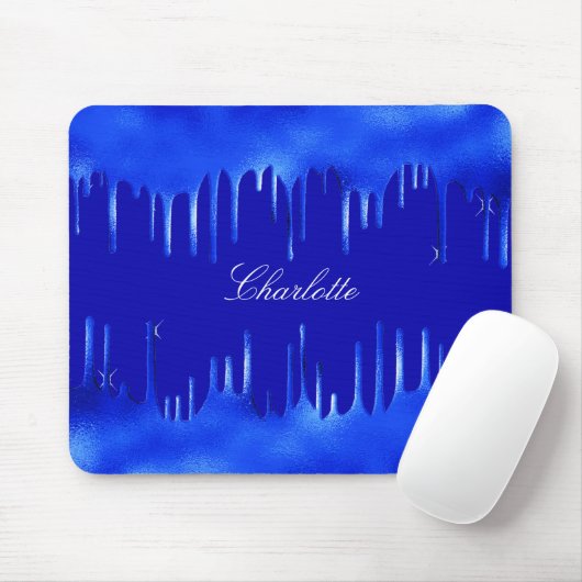 Königlich blaues Tropfname-Skript Mousepad (Mit Mouse)