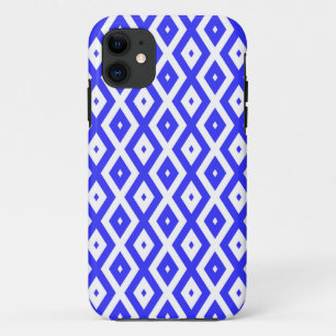 Königlich blaues und weißes Rautenmuster Case-Mate iPhone Hülle