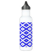 Königlich blaues und weißes Rautenmuster Edelstahlflasche (Links)