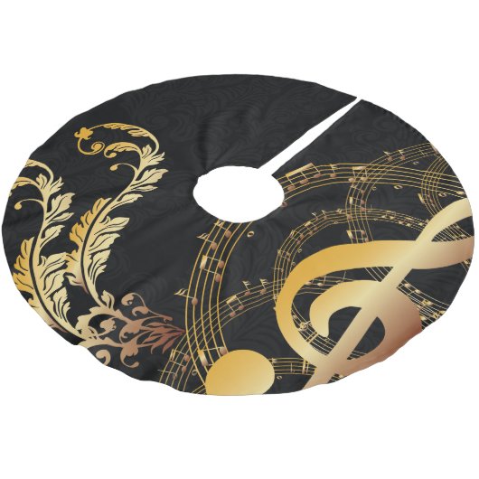 Königlich elegante moderne Musiknote Polyester Weihnachtsbaumdecke (Schrägansicht)