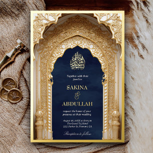 Königlich Islamische Arch Navy Blau Muslimische Ho Folieneinladung