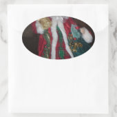 Königlich Karierte Hospho Santa Merina Ovaler Aufkleber (Tasche)