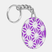 Königlich lila geometrisches Muster Schlüsselanhänger (Vorderseite links)
