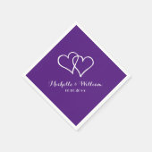 Königlich lila ineinander greifende Herzen Serviette (Ecke)