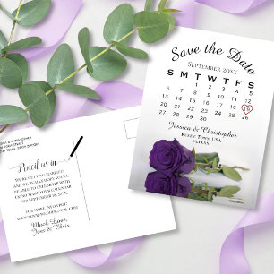 Königlich Lila Rose Hochzeitskalender Save the Dat Ankündigungspostkarte