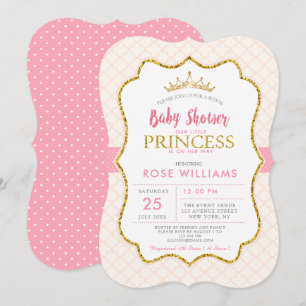 Königlich rosa kleine Prinzessin-Babydusche Einlad Einladung