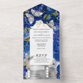 Königlich-Silberschmetterling-Schimmer-Glitzer-Ros All In One Einladung (Innen Boden)