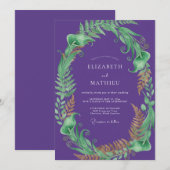 Königlich Violette Farn-Hochzeit Einladung (Vorne/Hinten)