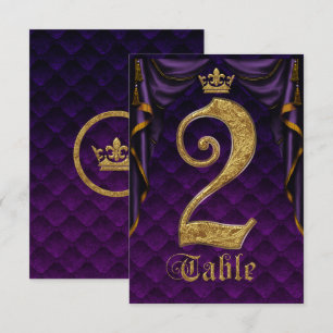 Königlich violette goldene Kronen-Hochzeitstisch-N Einladung
