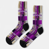 Königlich violette karierte Monogramm-Crew-Socken Socken (Linkes Detail)