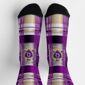 Königlich violette karierte Monogramm-Crew-Socken Socken (Oben)