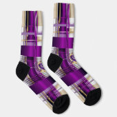 Königlich violette karierte Monogramm-Crew-Socken Socken (Rechts)