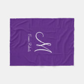 Königlich violette Monogramm-Namensdecke Fleecedecke (Vorderseite (Horizontal))